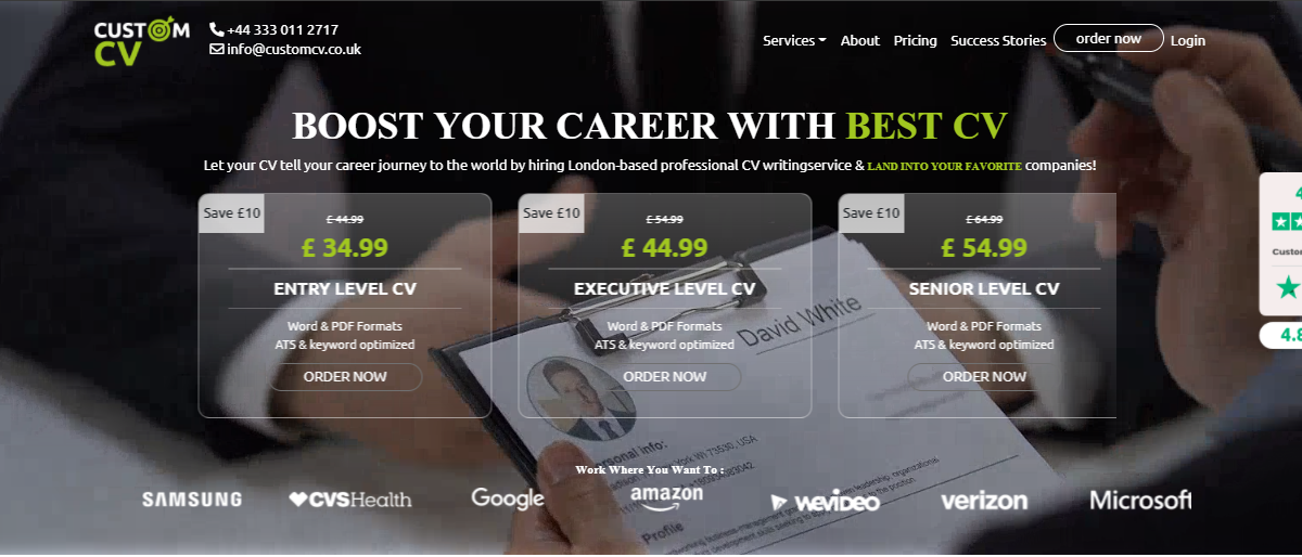 CUSTOM CV REVIEW â€“ UKâ€™s PROFESSIONAL CV WRITING COMPANY